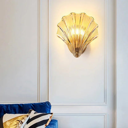 Art Brass Glass Seashell Wall Light
