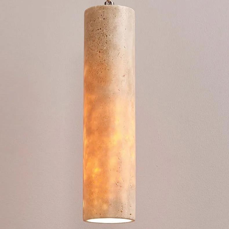 Cream Travertine Tube Pendant Lamp