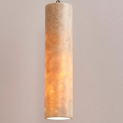 Cream Travertine Tube Pendant Lamp