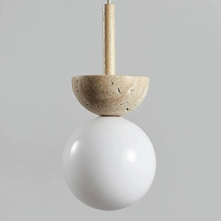 Round Travertine LED Pendant Lamp