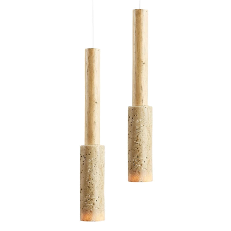 Cream Travertine Long Tube Pendant Light