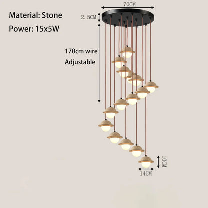 Travertine Spiral Pendant Lamp