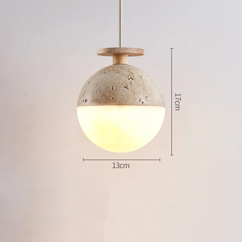 Round Travertine Stone Hanging Pendant Lamp