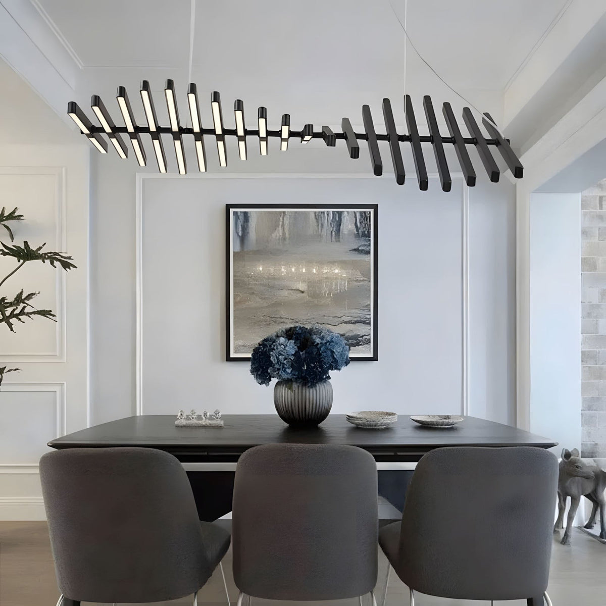 Talia pendant above a grey dining table