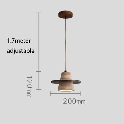 Lampada a sospensione in pietra legno travertino medievale