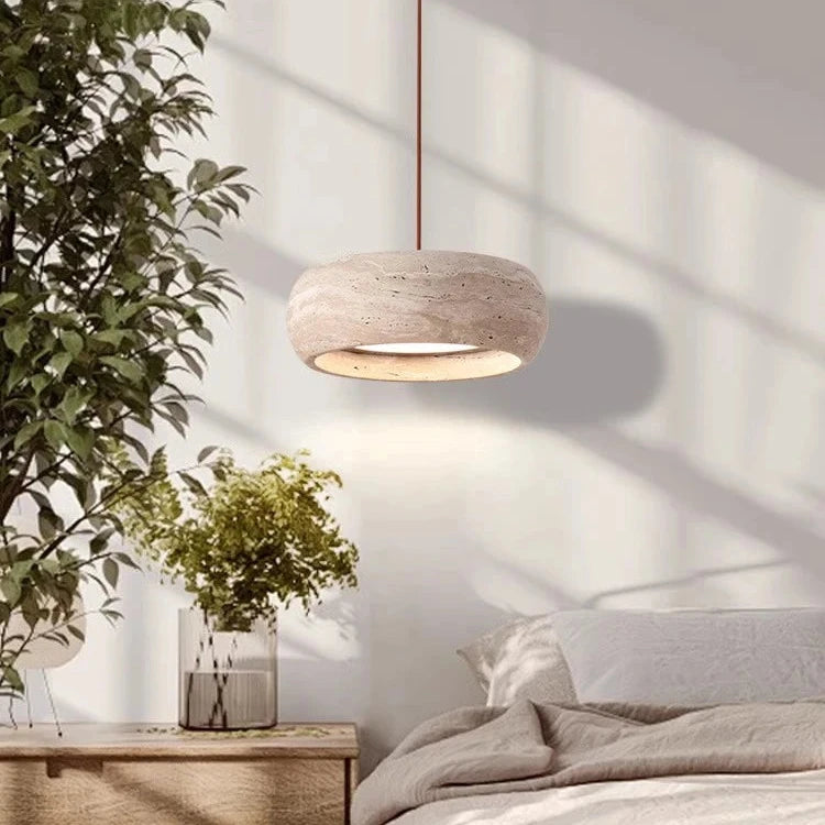 Travertine Vintage Cream Schijf Hanglamp