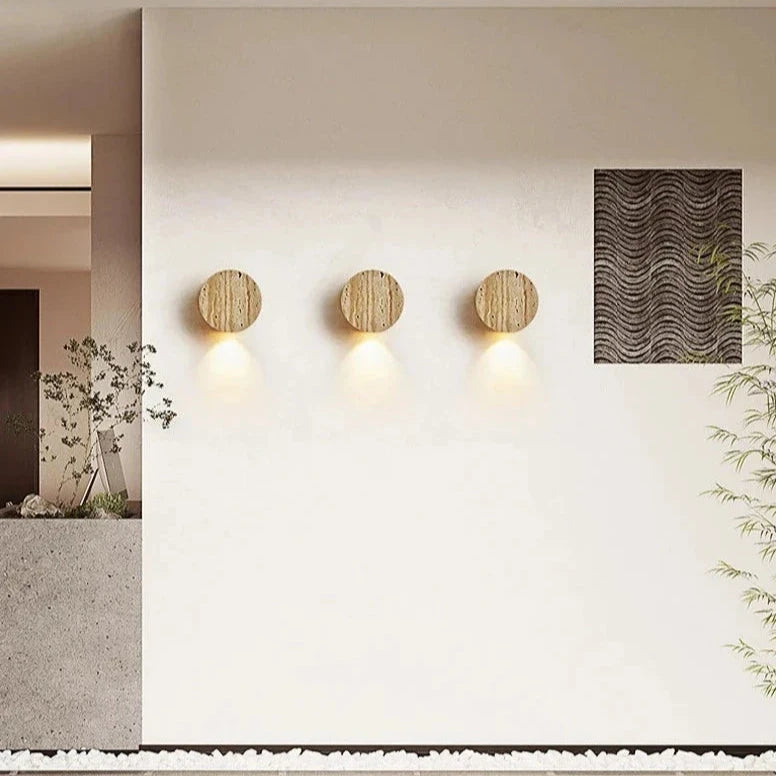 Elegant Beige Travertine Down Wall Lamp Fixture