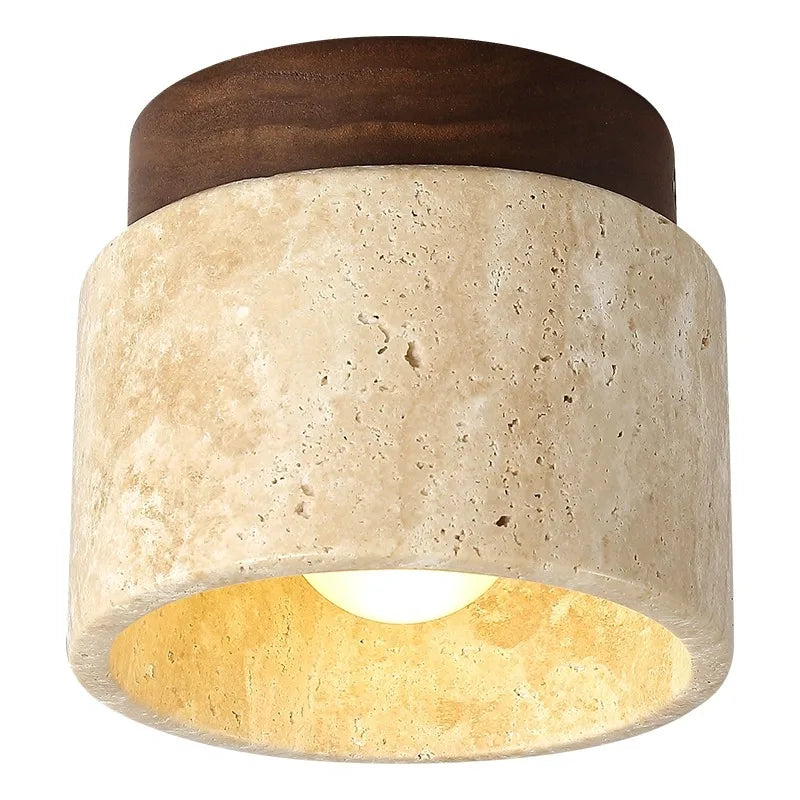 The Stone Travertine Japandi LED Ceiling Lamp