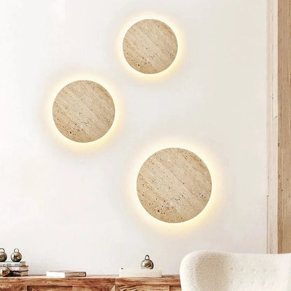 Travertine Stone Round LED Wall Lamp