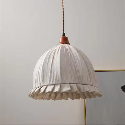 Tally Wood Japandi Linen Pendant Light