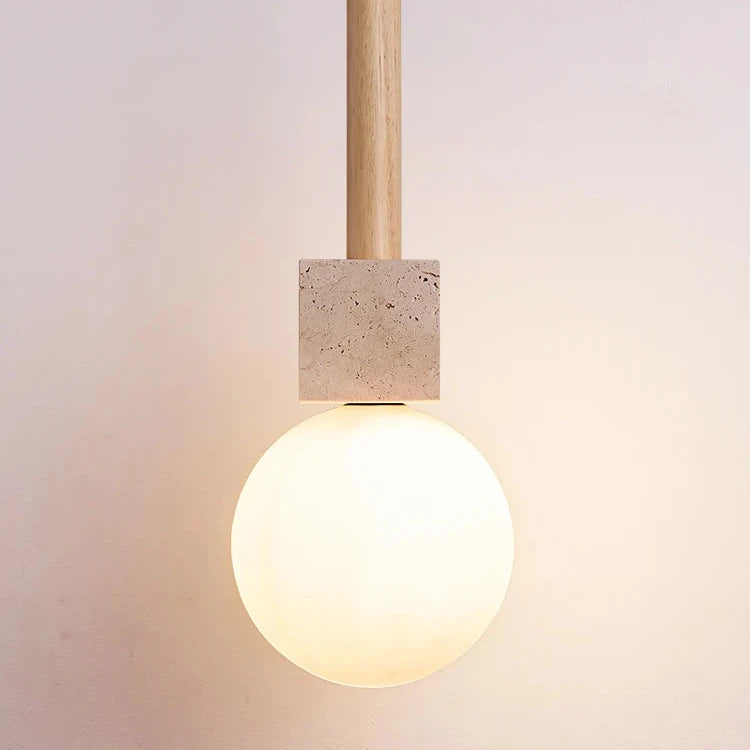 Modern Travertine Cube Pendant Lamp