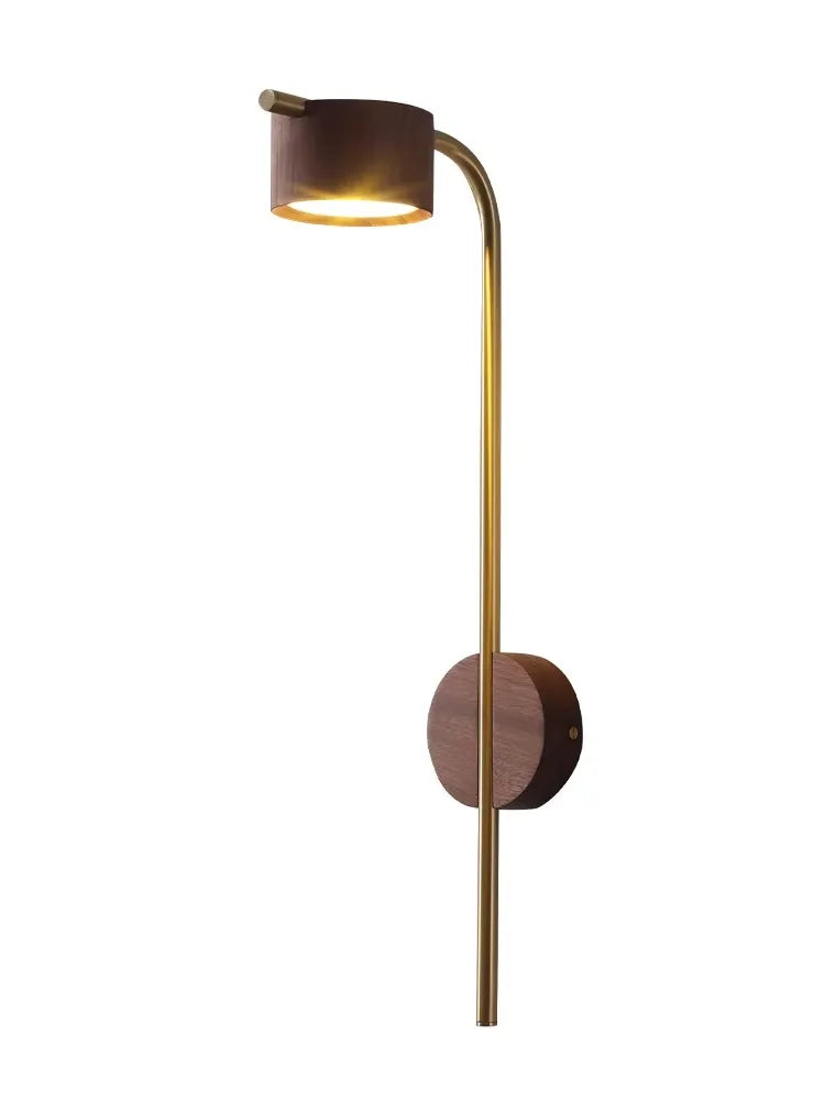 Lampada da parete LED con accentuazione in legno per comodino