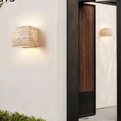 Travertine Stone Outdoor LED Wall Lamp