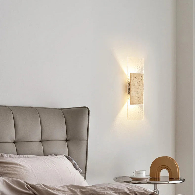 Amber Tranquility Travertine Wabi-Sabi Wall Lamp