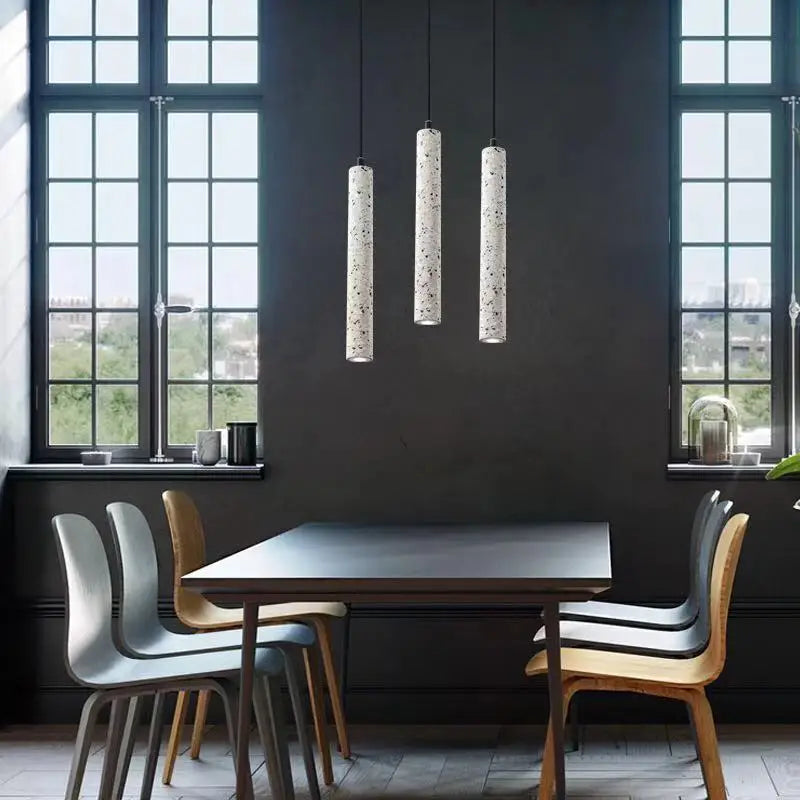 Nordic Industrial Marble Pendant Tube Lamp