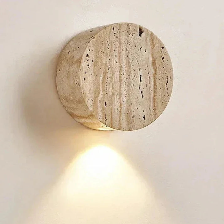 Lampe murale en pierre travertin jaune naturelle Wabi Sabi japonaise