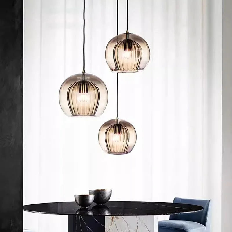 Flowing Gold Glass Globe Pendant Light