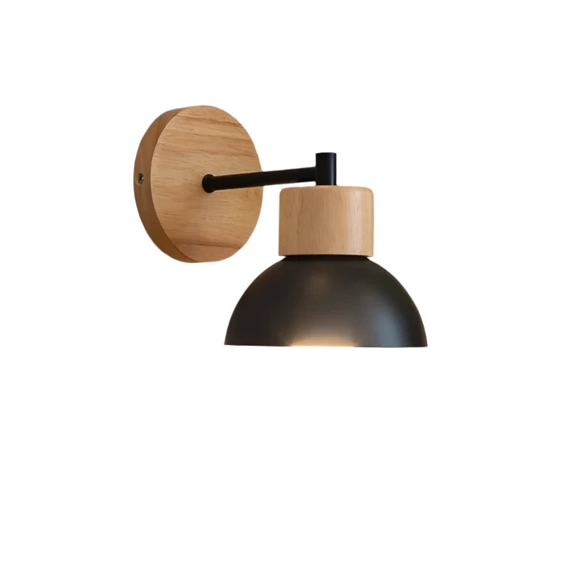 Nordic Wood Iron Shade Japandi Wall Light