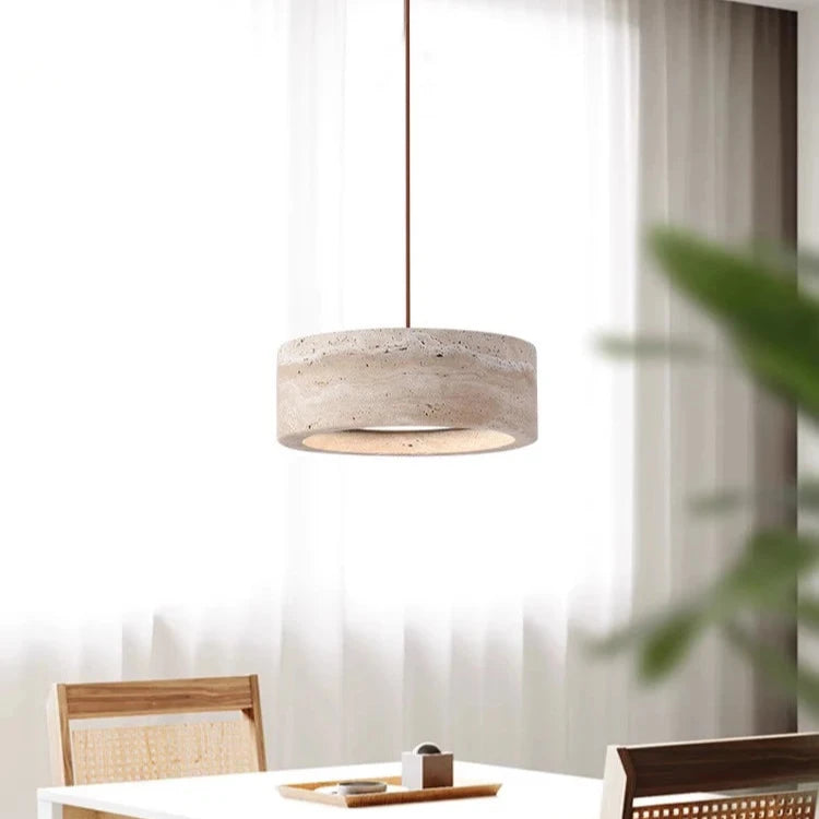 Travertine Vintage Cream Disk Pendant Lamp