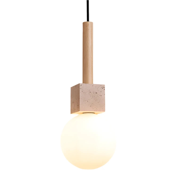 Modern Travertine Cube Pendant Light