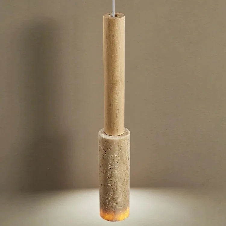 Cream Travertine Long Tube Pendant Lamp