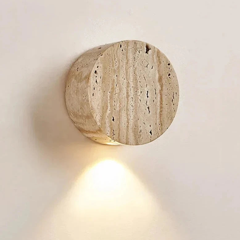 Elegant Beige Travertine Down Wall Lamp Fixture