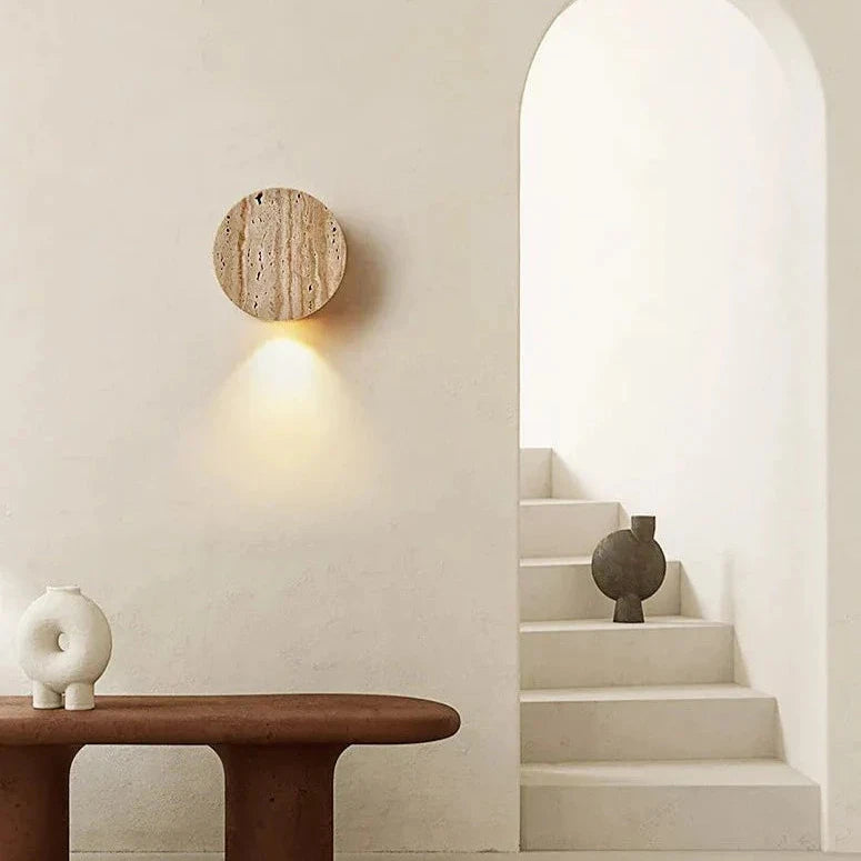 Elegant Beige Travertine Down Wall Lamp Fixture