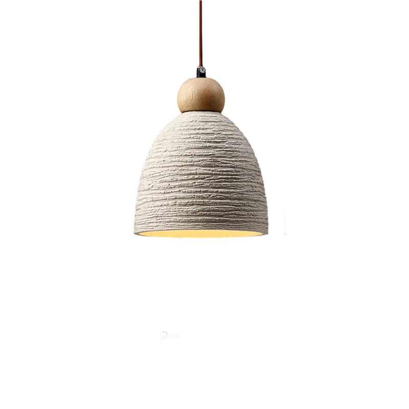 Cream Cement Wooden Dot Pendant Light