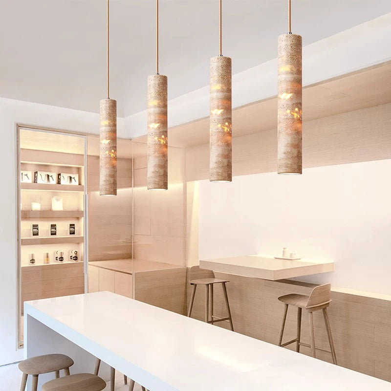 Luxury Cream Travertine LED Pendant Lamp