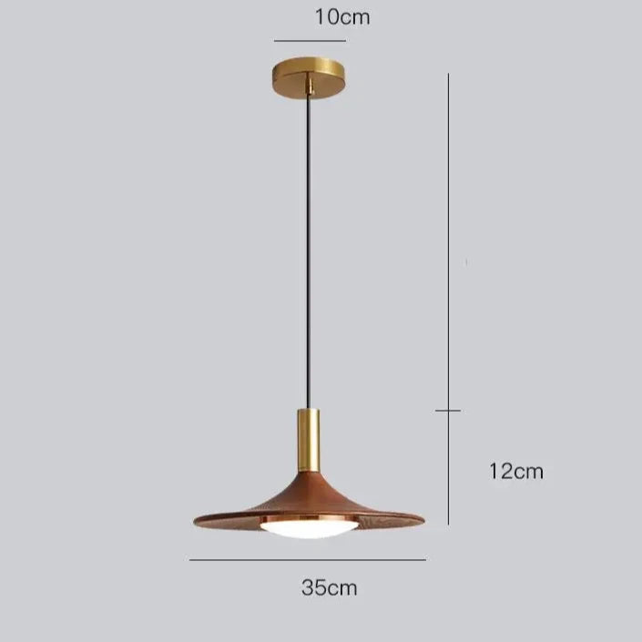 Lampe suspendue LED en bois de noyer UFO