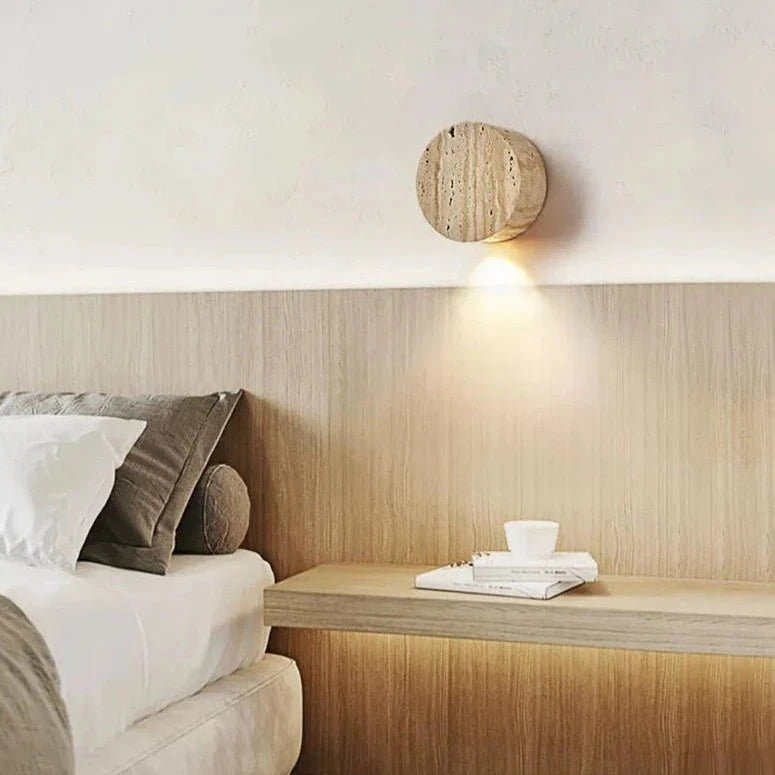 Elegant Beige Travertine Down Wall Lamp Fixture