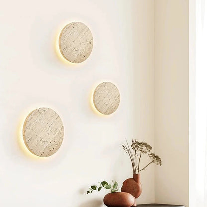 Travertine Stone Round LED Wall Lamp