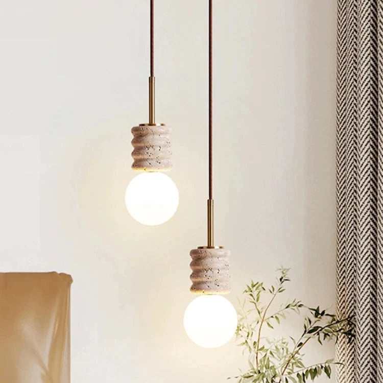 Lustre LED moderne en pierre lampe de chevet suspendue