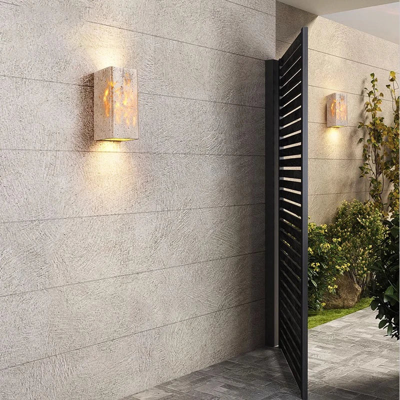 Travertine Stone Outdoor LED Wall Lamp