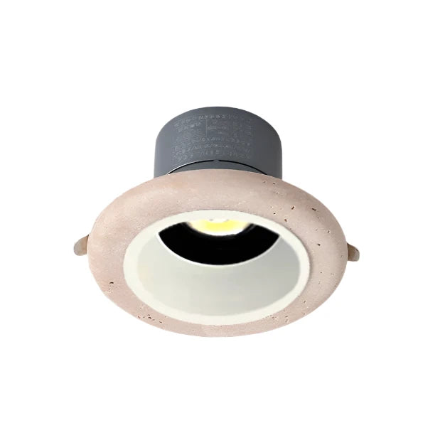 Foco LED empotrable de travertino redondo