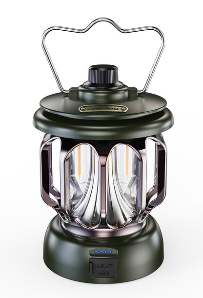 Lampe LED de camping avec batterie externe rétro