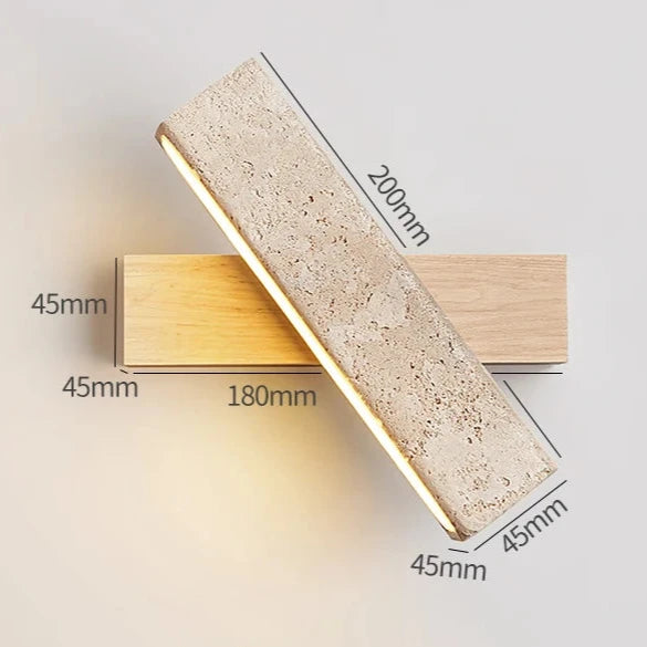 Lámpara de pared LED rotatable de madera travertino