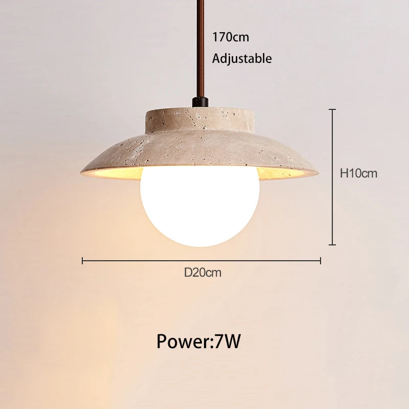 Lampadario in Pietra di Travertino con LED