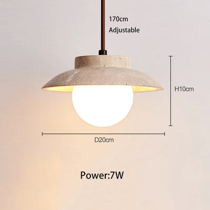 Lampadario in Pietra di Travertino con LED