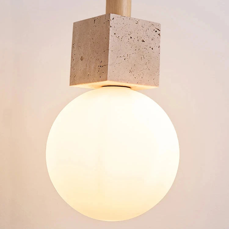 Solis Modern Travertine Cube Pendant Light