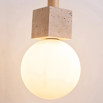 Modern Travertine Cube Pendant Lamp