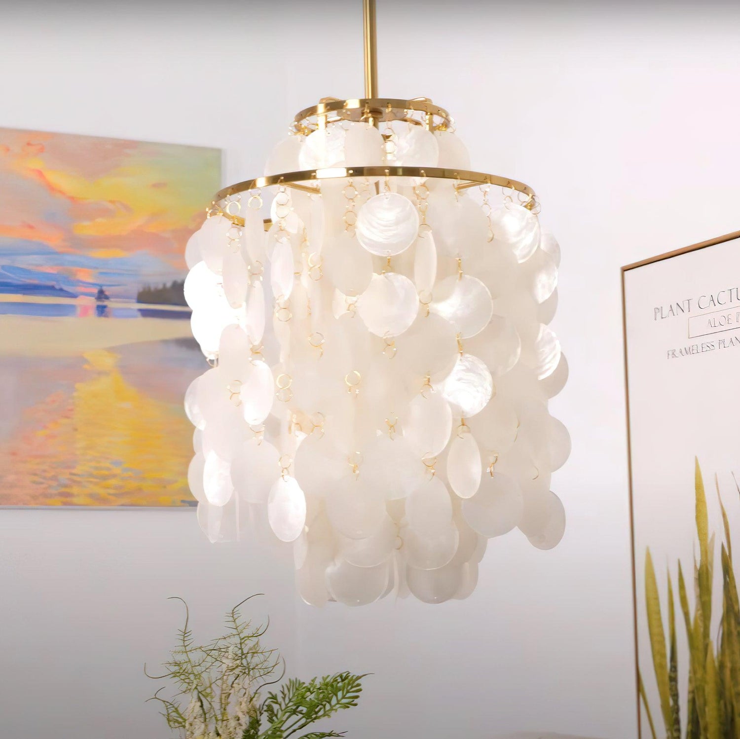 Italian Vintage Natural Seashell Pendant Light