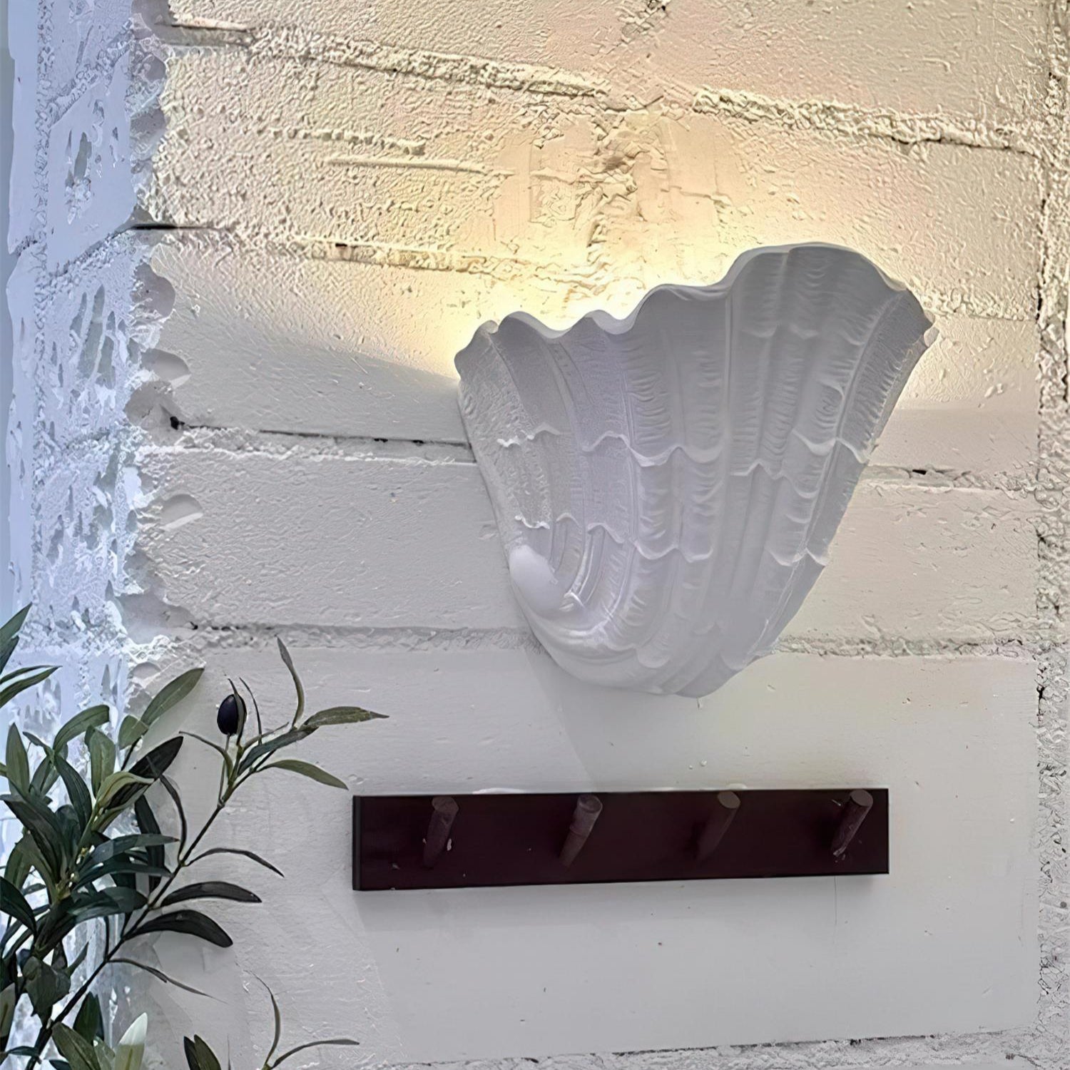 Coquille Sculptural Plaster Shell Wall Light
