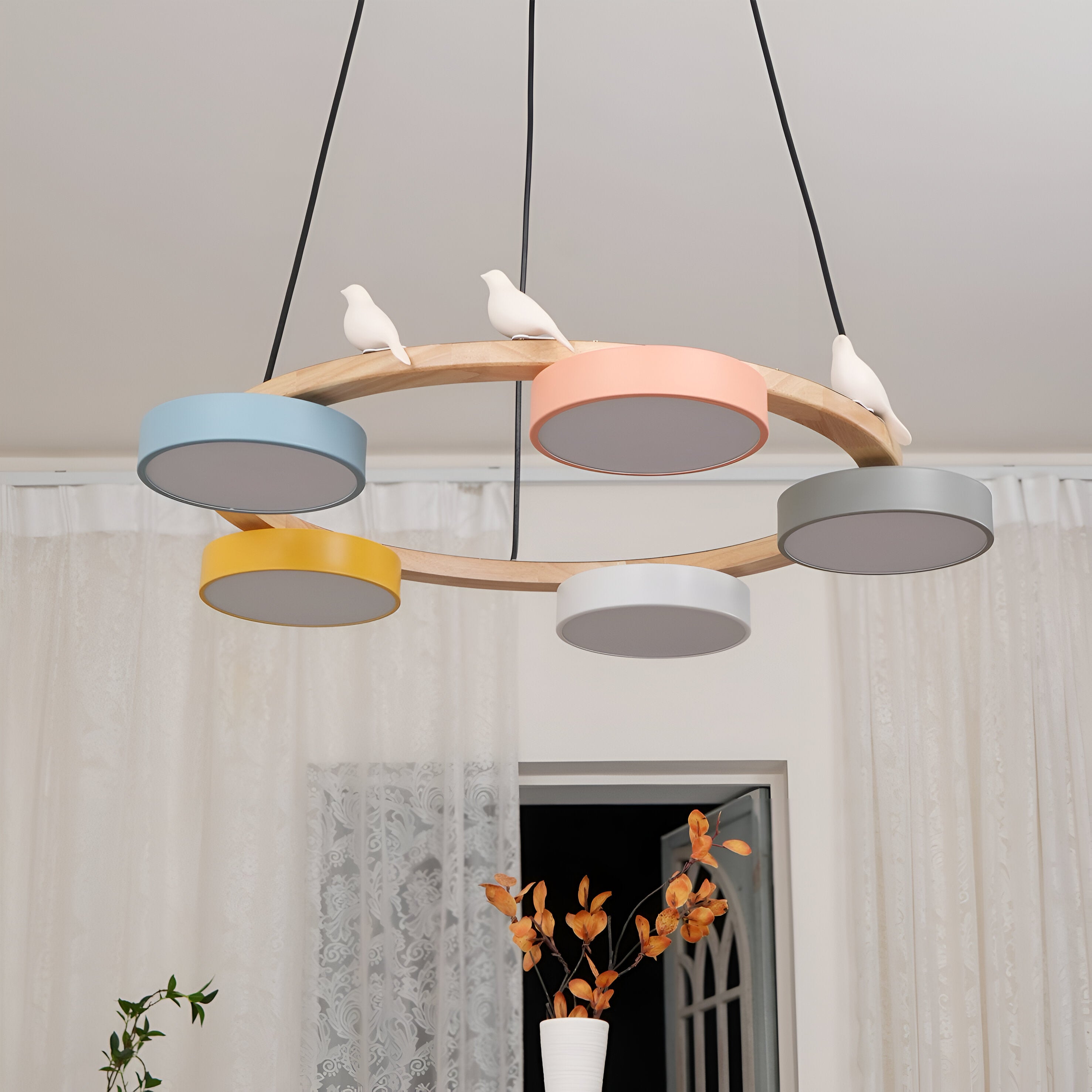 Sienna Nordic Acrylic Bird Round Pendant Light