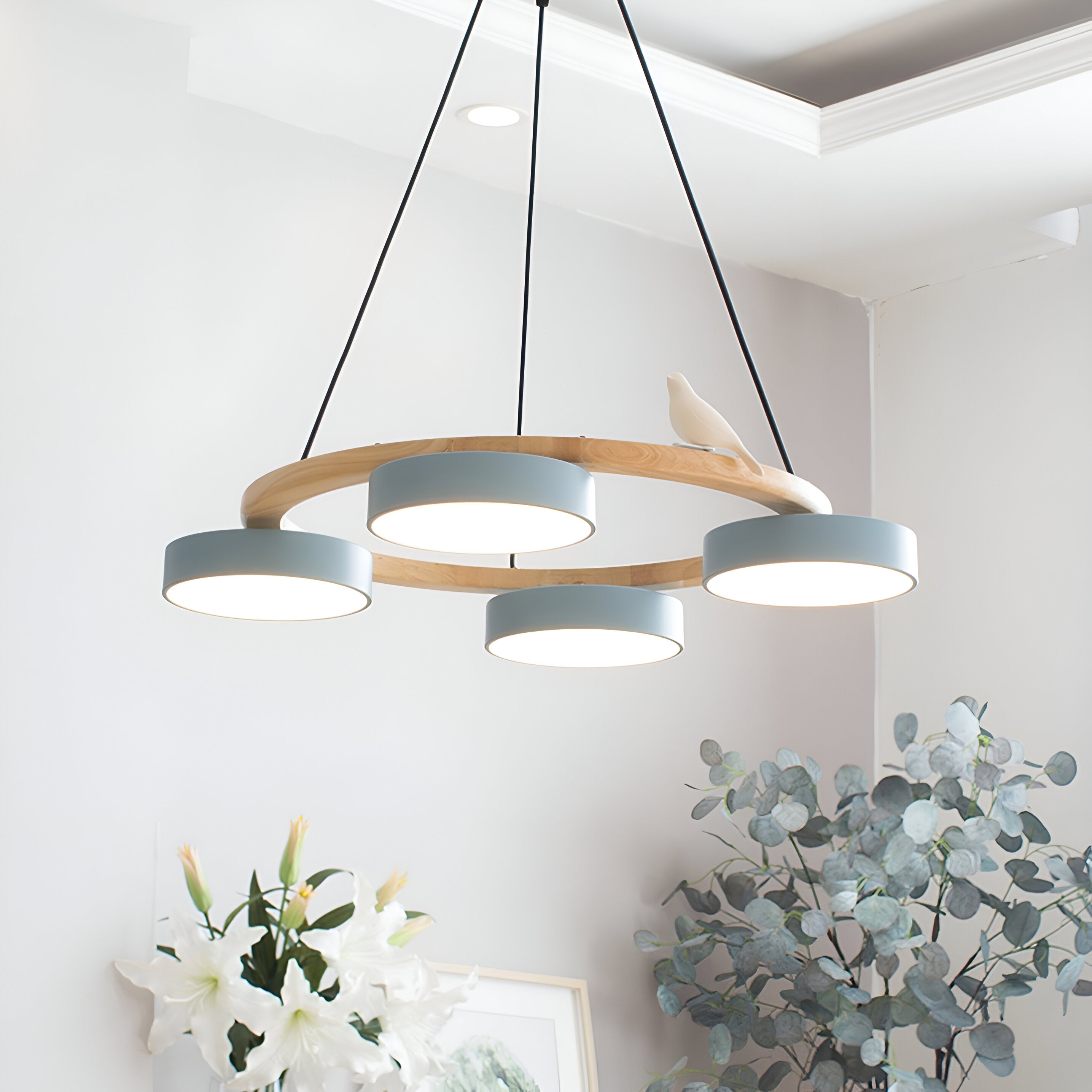 Sienna Nordic Acrylic Bird Round Pendant Light