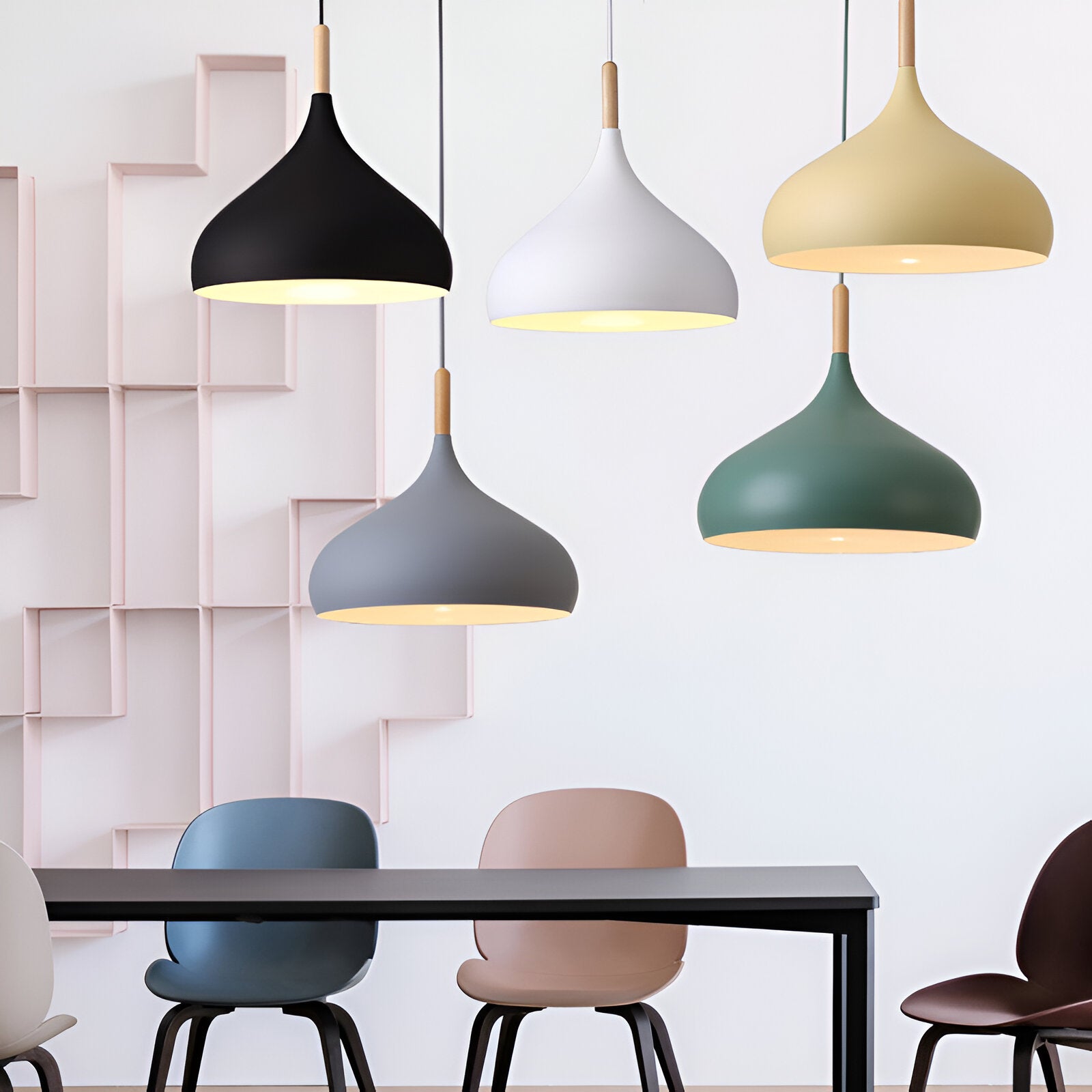 Nordic Wooden and Aluminum Pendant Light