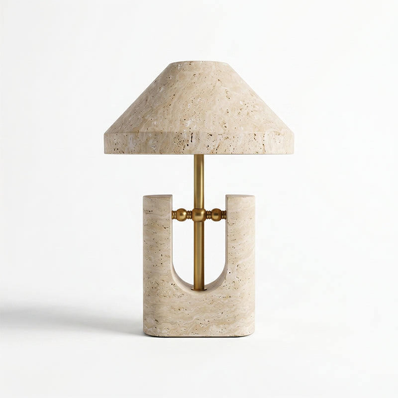 Liv Japandi Travertine Table Lamp angled view
