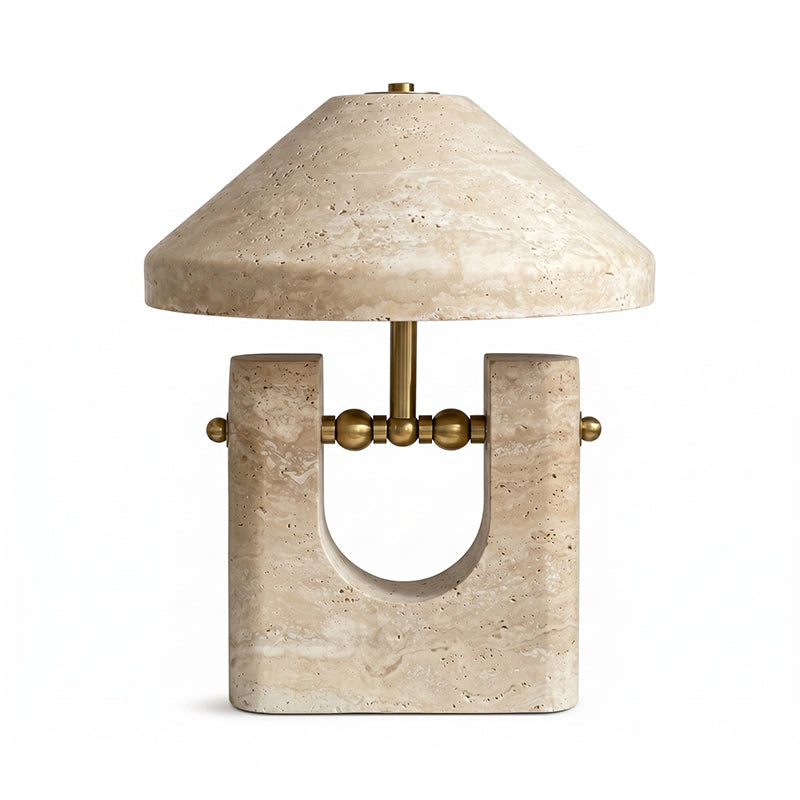 Liv Japandi Travertine Table Lamp front view