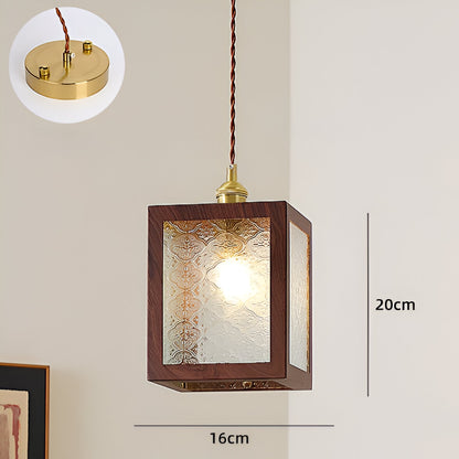 Lustre rétro français en noyer, lampe suspendue de style médiéval