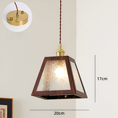 Lustre rétro français en noyer, lampe suspendue de style médiéval